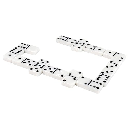 Dominos Set for Adults, Double 6 Domino Set, 28 Jumbo Marbleized White Tiles, Dominoes Set for Adults and Kids - Classic Board Games for Family & Travel (in Rhomb Pattern Leather Case) - color: White