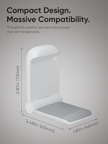 MAMUVIMO Headphone Stand, 2 Pack Headset Stand Foldable＆Sticky, Headphone Holder Hook Mount with Non-Slip Silicone, Adhesive Earphone Desk Hanger Clip Space-Saving for Airpods Max, All Earphones White - color: White, size: 2 Pack