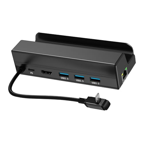 6-in-1 Docking Station for Handheld Gaming Console, USB C to 4k @ 60hz Adapter with Gigabit Ethernet, 3 3.0 a & 1 C Port, 90w Pd Charging Dock