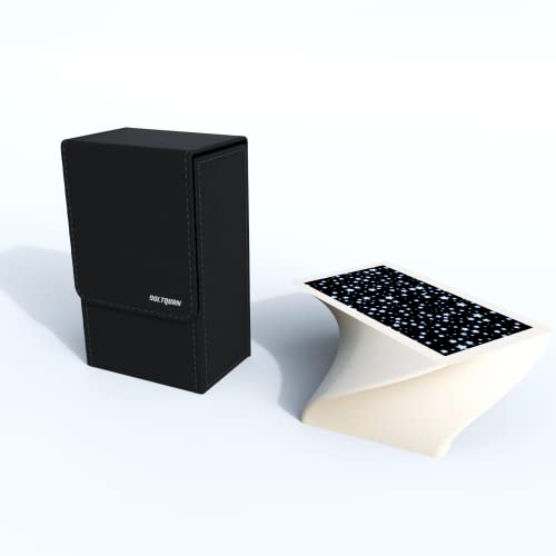 Tarot Card Holder with Black Interior; Fold Top Tarot Card Box Case with Magnetic Lid Closure; Fits Rider Waite Tarot Card Deck; Holder Measures Standard Size 5.39 x 3.38 x 2 In (Black) - color: Black