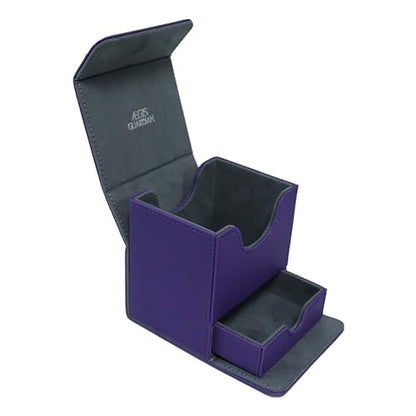 AEGIS GUARDIAN Card Deck Box with Dice Tray for MTG Cards, Commander Deck Box fit 150+ Sleeved Cards, PU Leather Card Storage Box Strong Magnet Deck Game Case for TCG CCG, Purple and Gray - color: 11-2