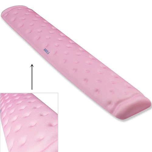 BRILA Ergonomic Memory Foam Keyboard Wrist Rest Support Pad Cushion for Computer, Laptop, Office Work, PC Gaming - Massage Holes Design - Cozy Typing Wrist Pain Relief (Pink) - color: Pink