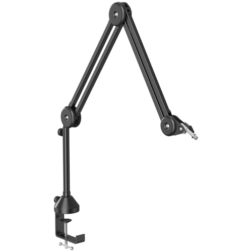 TONOR Microphone Boom Arm, Adjustable Microfono Stand Mic Arm with Extra-large Pop Filter, 3/8’’ and 5/8’’ Screwadapter, Equipment for Podcast, Recording, Streaming, 40 cm +40 cm +20 cm Riser, T50 - size: 7.8inch+15.7inch