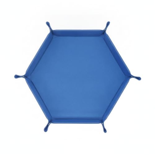Multipurpose Hexagonal Folding Dice Tray, PU Leather Game Accessory with Velvet Interior for Tabletop Games and Board Games