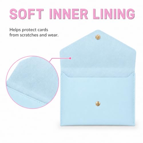 Leather Mahjong Card Clutch Pouch, 8 x 6 Inches Protective Case for American Mahjong Strategy Cards, Secure Magnetic Closure Accessories Holder, Elegant Game Night Gift (Sky Blue) - color: Sky Blue