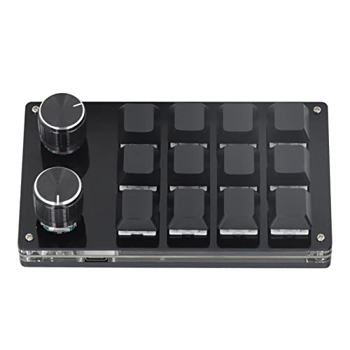 One Handed Macro Mechanical Keyboard, 12 Keys 2 Knobs OSU Hot Swap Game Keyboards with USB Cable, Programmable Mechanical Gaming Keypad for All Keys for Office, Game, Music,
