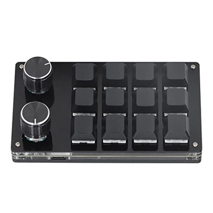 One Handed Macro Mechanical Keyboard, 12 Keys 2 Knobs OSU Hot Swap Game Keyboards with USB Cable, Programmable Mechanical Gaming Keypad for All Keys for Office, Game, Music,