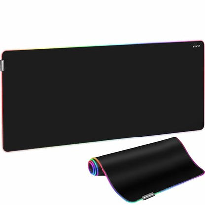 VIVO Extra Large 71 x 30 inch Full Size Desk Pad with RGB Lighting for Office Ambience and Immersive Gaming, Oversized Mouse Pad Table Top Cover, 12 Color Modes, Non-Slip Base, Black, DESK-PAD72 - size: 71 x 30 inches