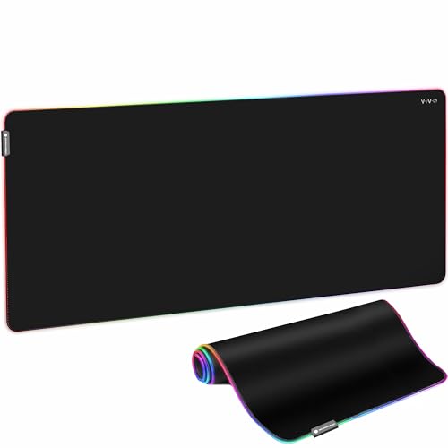 VIVO Extra Large 71 x 30 inch Full Size Desk Pad with RGB Lighting for Office Ambience and Immersive Gaming, Oversized Mouse Pad Table Top Cover, 12 Color Modes, Non-Slip Base, Black, DESK-PAD72 - size: 71 x 30 inches