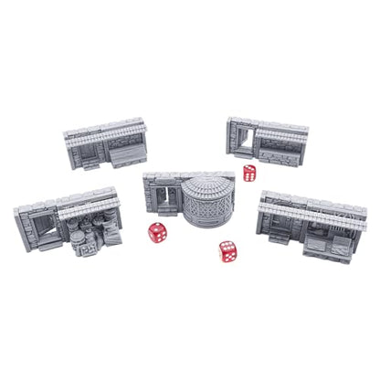 Terrace Shopfronts by Printable Scenery, 3D Printed Tabletop RPG Scenery and Wargame Terrain 28mm Miniatures