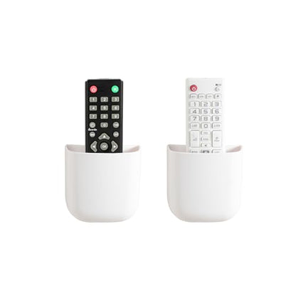 SUNFICON Remote Holder Wall Mount TV FAN Remote Control Holder Bedside Caddy Wall Organizer Phone Holder for Office Adhesive Media Player Controller Holder Box Tray Home Desk Nightstand 2 SMALL WHITE - color: 2SMALL WHITE