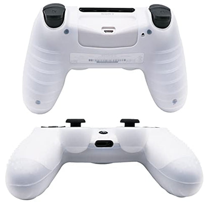 PS4 Controller DualShock4 Skin Grip Anti-Slip Silicone Cover Protector Case for Sony PS4/PS4 Slim/PS4 Pro Controller with 2 Thumb Grips (Transparent White) - color: Transparent White