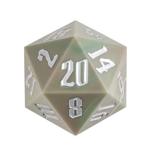 55mm 20 Sided DND Dice, Giant D20 D&D Polyhedral Dice Large D20 with Die Gift Box for D&D,RPG Table Games (Green Marble/White Number) - color: Green Marble/White Number