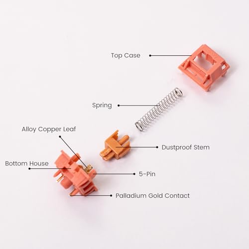 Akko Rosewood Keyboard Switch for Mechanical Gaming Keyboard, 5-Pin 40gf Linear Pre-Lubed Switches (45pcs) - color: Rosewood