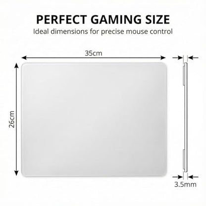 Glass Mouse Pad, 13.7x10.2 Inch Large Gaming Mousepad with Non-Slip Base, Special Glass Surface for Optimal Control, Clear Mouse Mat for Desk Computer Laptop Gamer Office Work - size: 13.7L x 10.2W inches