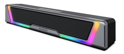 Bluedee Computer Speakers for Desktop PC, AUX Wired Computer Sound Bar | USB Powered, Plug & Play, PC Speakers for Desktop & Laptop, RGB lights, Inline-Controlled, Compact Design, Gaming Speakers