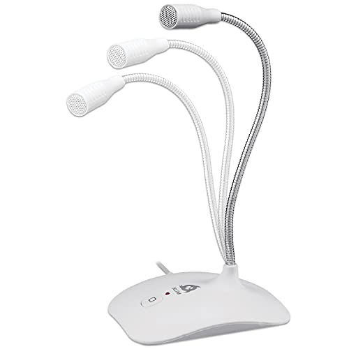 KLIM Talk USB Desk Microphone for Computer - NEW - Compatible with Any PC Laptop Mac - Professional Desktop Mic with Stand - Recording Gaming Streaming YouTube Podcast Mics - color: White