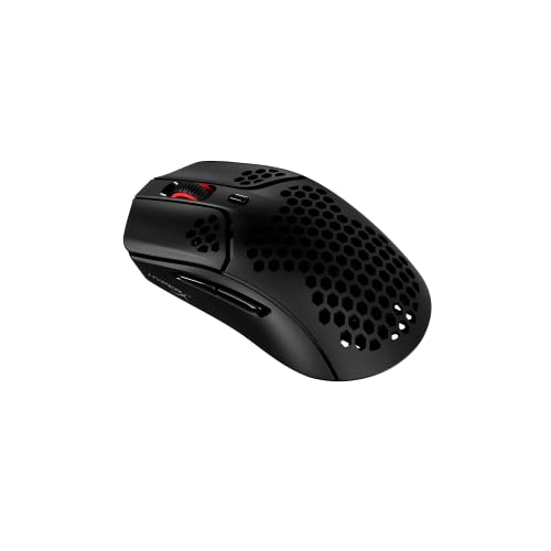 HyperX Pulsefire Haste – Wireless Gaming Mouse – Ultra Lightweight, 61g, 100 Hour Battery Life, 2.4Ghz Wireless, Honeycomb Shell, Hex Design, Up to 16000 DPI, 6 Programmable Buttons – Black, 4P5D7AA - color: Black