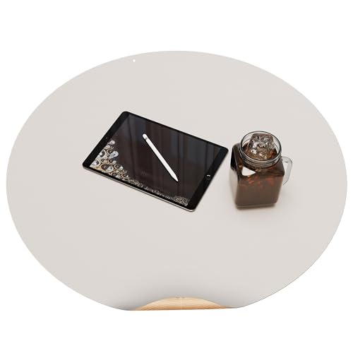 CENNBIE 18 Inches Round Placemats - Cork & Leather Table Mat(Cream) | Heat & Water Resistant, Non-Slip Cork Base, Cut-to-Fit 6-18", for Dining Coffee Side Table, Indoor/Outdoor, Easy Clean - color: Cream, size: 18" (Round)