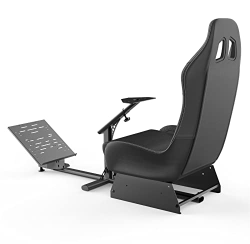 Sim Racing Cockpit with Seat | Compatible with G29 G920 G923 T248X T248 T300RS TX F458 T500RS| Easy to Install Racing Wheel Stand for PS5, Xbox, PC Gaming (Black/Black) - color: Black/Black