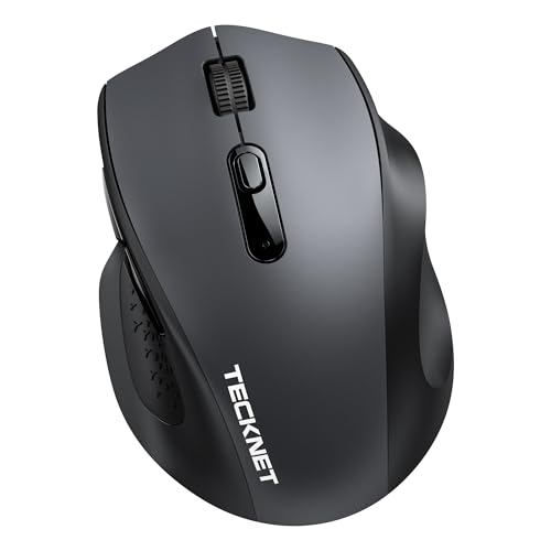 TECKNET Wireless Mouse for Laptop, (BT5.2/3.0 & 2.4G) Bluetooth Wireless Mouse, Silent Click, 5-Level Adjustable DPI, Ergonomic Portable Computer Mice for Laptop, PC, MacBook, Chromebook - color: Dark Grey