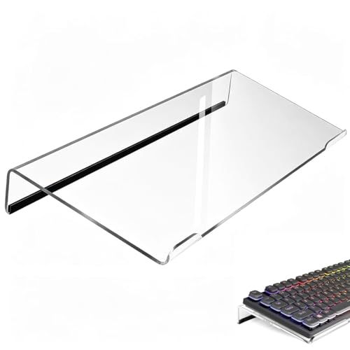 Keyboard Stand for Desk, 17 Inch Clear Ergonomic Keyboard Riser with Anti-Slip Silicone Strips, Sturdy Computer Keyboard Lift for Office Home Gaming Typing - color: Transparent, size: Basic