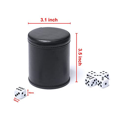 Leatherette Dice Cup Set Red Felt Lined Shaker with 6 Dot Dices for Yahtzee Farkle Bar Party Dice Games-5 Pack - color: Red
