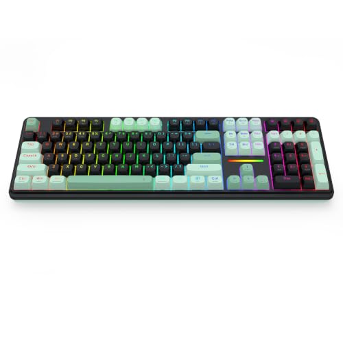 Redragon K745 PRO Wireless Gasket RGB Gaming Keyboard, 108 Keys Mechanical Keyboard w/Extra 4 Hotkeys, Hot-Swap Socket, 5-Layer Noise Dampening, See-Through Round PBT Keycaps, Creamy Linear Switch - color: Dark Jade, size: 108 Keys