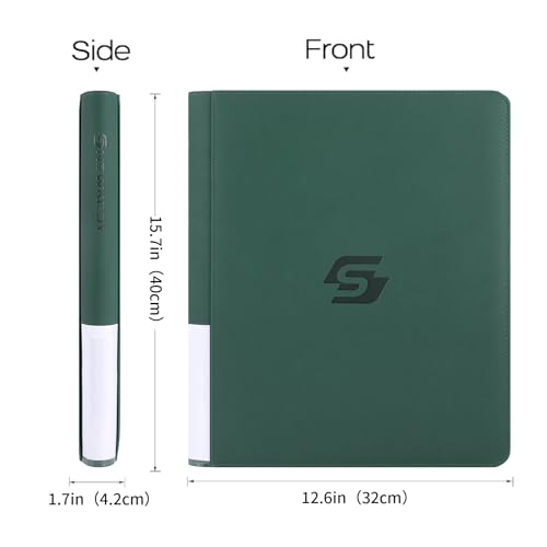 Snekdy Top loader Binder, 9 Pockets Top Loader，Holds 360 Top Loaders cards, Card binder with Sleeves for card in 3 x 4 inch color smooth Zipper PU Leather (Green) - color: Green