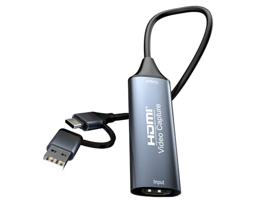 USB 2.0 Video Capture Card,HDMI to USB/USB C HDMI Video Capture,4K 1080P Video Audio Game Streaming Recording Compatible with Switch/PS4/ PS5/Pro Xbox/TV Stick/DSLR Camera