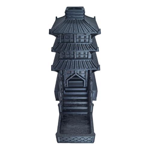 Temple Dice Dice Tower Dungeons and Dragons RPG Tabletop Roleplaying Game Jail DND (Random 7PCS D20 Dice Set Included) (Black) - color: Black