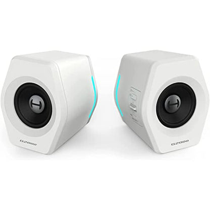 G2000 32W PC Computer Speakers for Gaming Desktop PC Laptop Mac Computer Woofer Speakers Bluetooth USB 3.5mm AUX Inputs RGB Lights Multimedia Speakers White - color: White