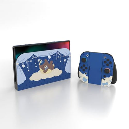 PlayVital for Nintendo Switch 2 Skin Full Set (2-Pack) - Protective Vinyl Decal Stickers for Switch 2 Console, Handle Grips & Dock | No Residue, Anti-Scratch - Good Night Bear Midnight Blue - color: Good Night Bear Midnight Blue