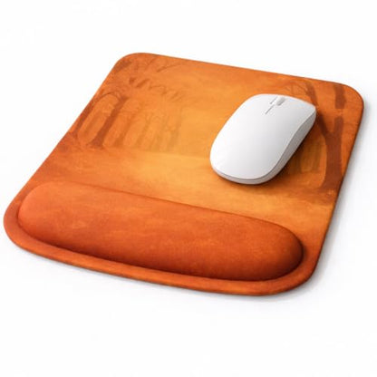 Ergonomic Memory Foam Mouse Pad with Wrist Support, Orange, Ultra-Smooth Surface, Anti-Slip Base (Fall Trees, Medium) - color: Fall Trees