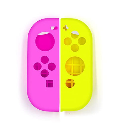 Soft Silicone Case Anti-Slip Shell Cover Replacement for Nintendo Switch Joycon Cover (Rose Red + Yellow) - color: Rose Red + Yellow