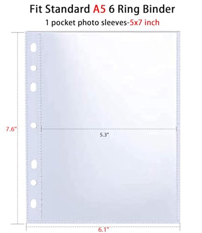 30 Pack 60 Pockets 5x7' Ultra-Clear Photocard Sleeves for 6 Ring A5 Binder, Double-Sided 1 Pocket Photo Pages, Top Loading Sheet Protector for Photos, Postcards, Seed Packets - color: 5x7" - 30 Pack 60 Pockets
