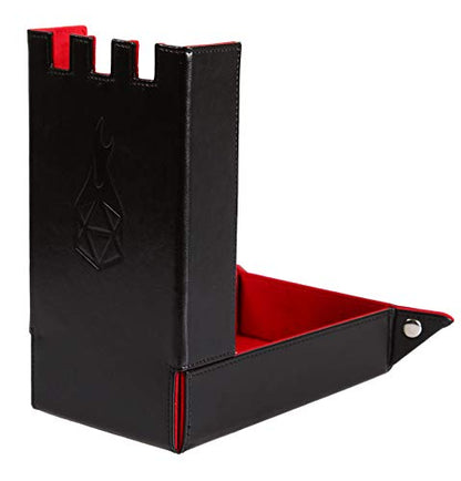 Forged Dice Co. Draco Castle Foldable Dice Tray and Dice Tower - Foldable DND Dice Tray and Dice Rolling Tray Tower - Perfect for Dungeons and Dragons RPG and Tabletop Gaming - color: Red