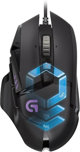 logitech G G502 Proteus Spectrum RGB Tunable Gaming Mouse, 12,000 DPI On-The-Fly DPI Shifting, Personalized Weight and Balance Tuning with (5) 3.6g Weights, 11 Programmable Buttons