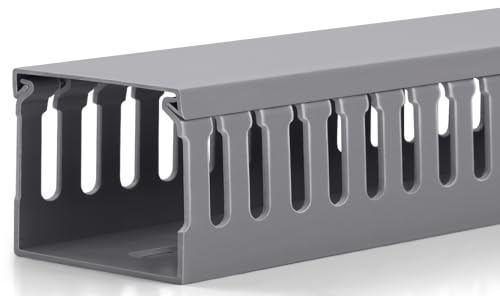 ZhiYo 2" H x 2.4" W Cable Management Raceway, 95in Under Desk Channel, Grey | Slotted Wire Duct, 4Pack, 23.6in Each, Heavy-Duty PVC Cable Management for Server Racks, Network Cables & Electrical Cabinets - color: Grey, size: 2in H X 2.4in W X 95in L