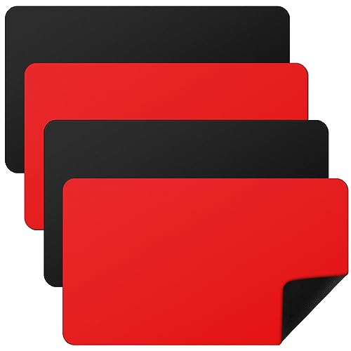 Ecally 4 Pcs Card Game Mats 24 x 14 Inch Playmat Table Smooth Playing Card Mat for TCG, Gameplay (Red,Black) - color: Red