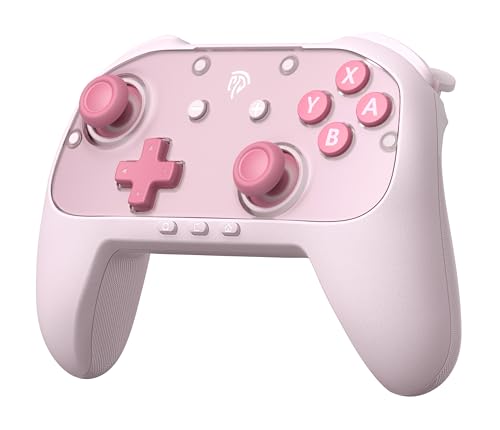 EasySMX S10C Switch 2 Controller with Hall Effect Anti-Drift Joysticks, Instant Wake-Up, HD Rumble, Motion Control, Back Buttons, Turbo, C Button for Switch 2/Switch/PC/iOS/Android - color: Pink