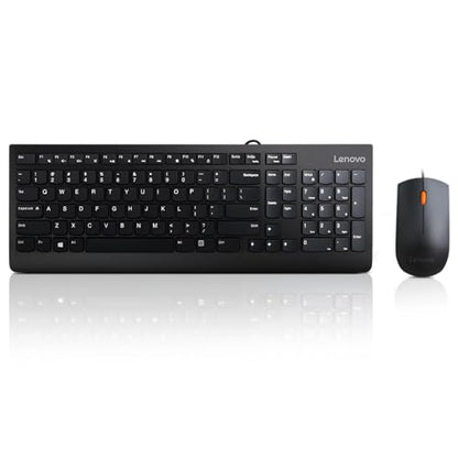 Lenovo 300 USB Combo, Full-Size Wired Keyboard & Mouse, Ergonomic, Left or Right Hand Mouse, Optical Mouse, GX30M39606, Black - style: Keyboard + Mouse