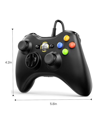 VOYEE PC Controller, Wired Controller Compatible with Microsoft Xbox 360 & Slim/PC Windows 10/8/7, with Upgraded Joystick, Double Shock | Enhanced (Black) - color: Black