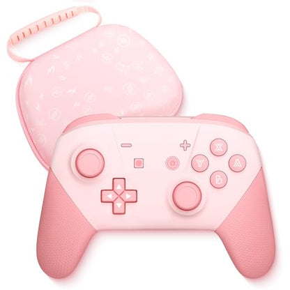 Switch Pro Controller, Wireless Switch Controllers with Carrying Storage Case, Upgraded Gamepad Switch Remote Replacement for Switch Controller Support NFC/Dual Vibration/Screenshot/Wake-up Function - color: Pink