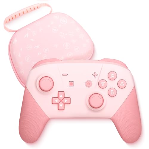 Switch Pro Controller, Wireless Switch Controllers with Carrying Storage Case, Upgraded Gamepad Switch Remote Replacement for Switch Controller Support NFC/Dual Vibration/Screenshot/Wake-up Function - color: Pink