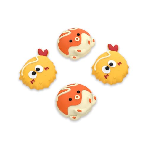PlayVital Cute Thumb Grip Caps for Nintendo Switch 2 Pro, Switch Pro Controller, Joystick Caps Cover for ps5, Edge, ps4, Xbox Series X/S, Xbox One, Elite Series 2 Controller - Tempura and Takoyaki - color: Tempura and Takoyaki