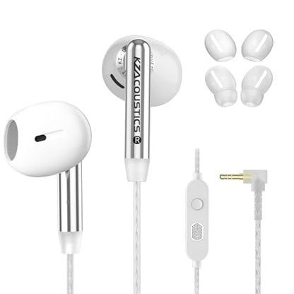 KZ Duet Wired Earbuds with Mic, Dual Driver in Ear Earphone with 3.5mm Jack | Noise Isolating Fit, In-Line Microphone Call and Track Control, Convenient for Travel, White - color: Mic, style: White