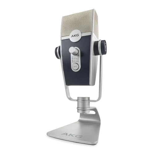 AKG Pro Audio Lyra Ultra-HD USB C Microphone for Recording, Streaming, Gaming, Podcasting, ASMR on PC and Mac, Condenser Mic for Laptop or Computer, Adjustable Stand, Plug and Play – Blue and Silver | Gaming Podcasting, ASMR on PC and Mac, Condenser Mic f