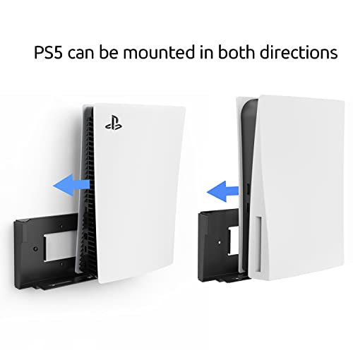 Monzlteck Wall Mount Holer for PS5 Original/Slim/Pro (Disc and Digital)+Controller Holder,All Metal Vertical Hanging On Wall with Power Botton Left/Right