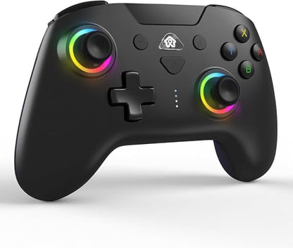 PeriphX Wireless Switch Controllers for Nintendo Switch,6-Axis Gyro,Turbo Function,7-Color RGB Lights,Compatible with Switch1/Switch2/PC (Wired)/iOS, All Functions Included with a Stylish Design and Cute Color - color: Glossy Black